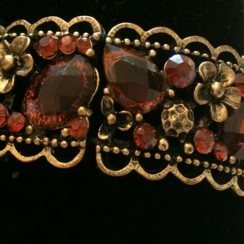 Amber Rhinestone Bracelet Antique Style Faceted